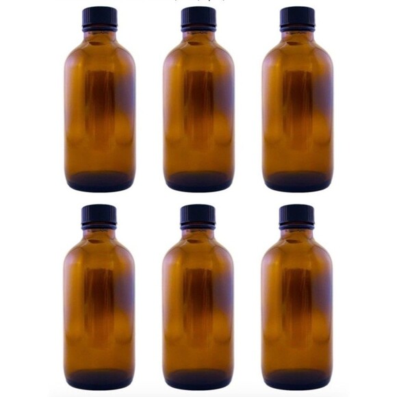 12 Amber 4 oz Glass Bottles With Lids For Essential Oils/Homeopathic Medicine - Picture 2 of 5
